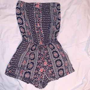 Cute navy and pink sleeveless romper